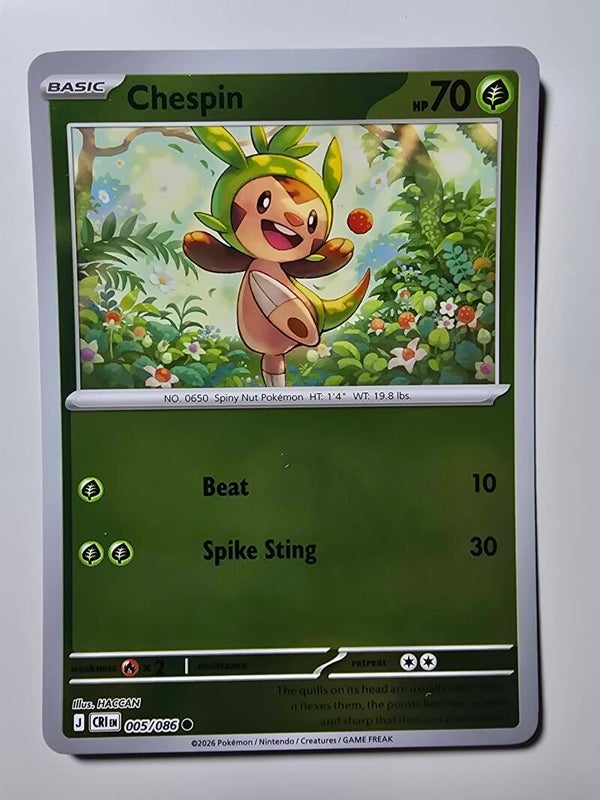 CHESPIN (CHAOS RISING 005/086) (REVERSE HOLO) (TRADING CARD)