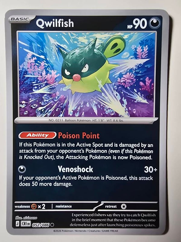 QWILFISH (CHAOS RISING 052/086) (REVERSE HOLO) (TRADING CARD)