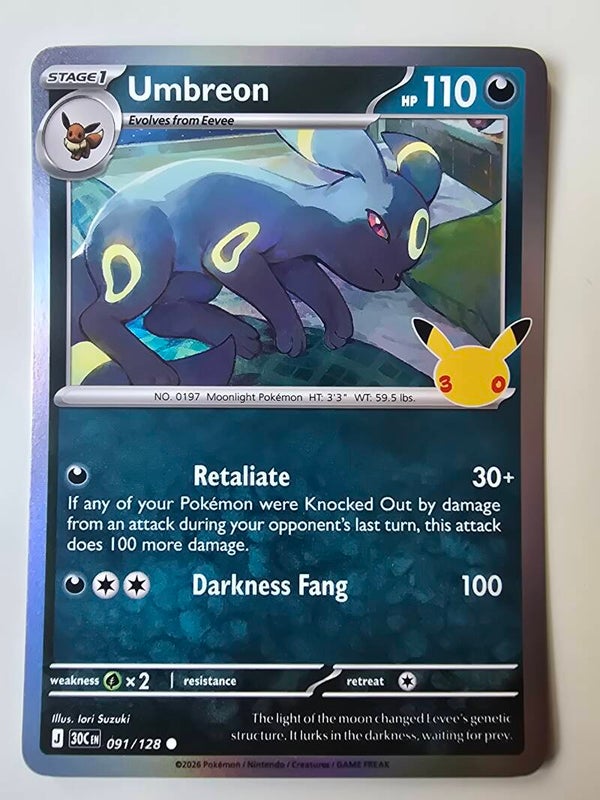 UMBREON (30TH CELEBRATION 091/128) (POKÉMON) (TRADING CARD)