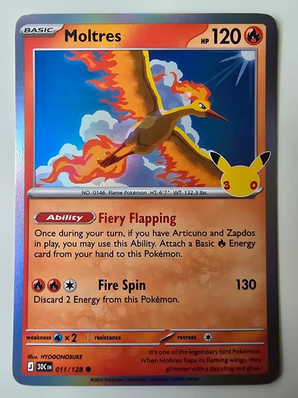 MOLTRES (30TH CELEBRATION 011/128) (POKÉMON) (TRADING CARD)