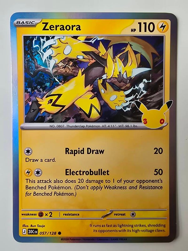ZERAORA (30TH CELEBRATION 057/128) (POKÉMON) (TRADING CARD)