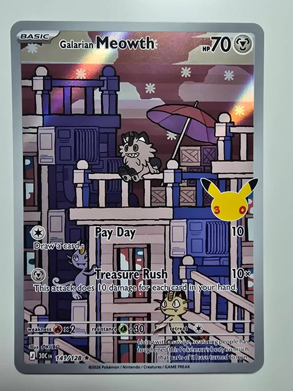 GALARIAN MEOWTH (30TH CELEBRATION 141/128) (TRADING CARD)