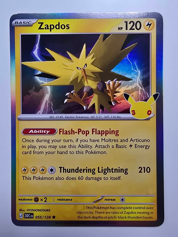 ZAPDOS (30TH CELEBRATION 055/128) (POKÉMON) (TRADING CARD)