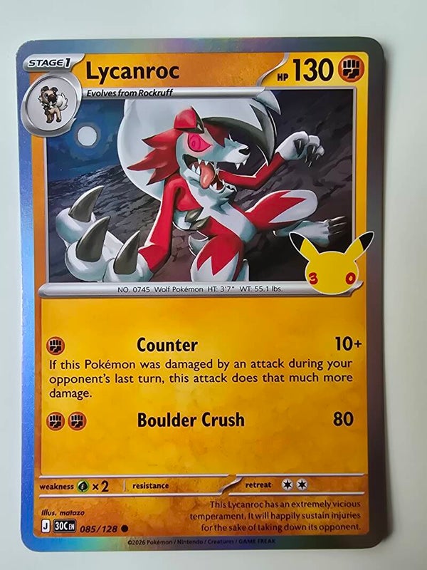 LYCANROC (30TH CELEBRATION 085/128) (POKÉMON) (TRADING CARD)