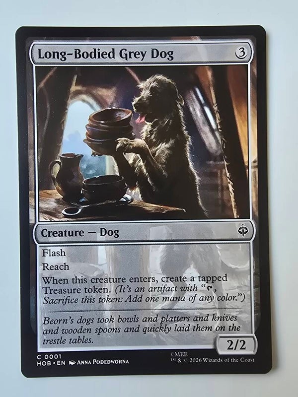 LONG-BODIED GREY DOG (HOB) (C 0001) (MTG) (TRADING CARD)