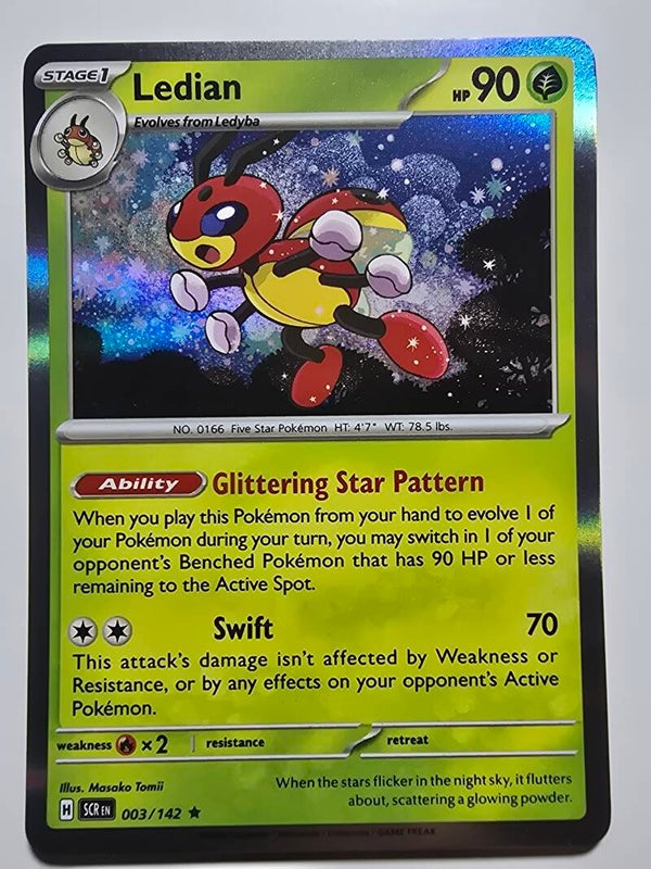 LEDIAN (STELLAR CROWN 003/142) (HOLO) (POKÉMON) (TRADING CARD)