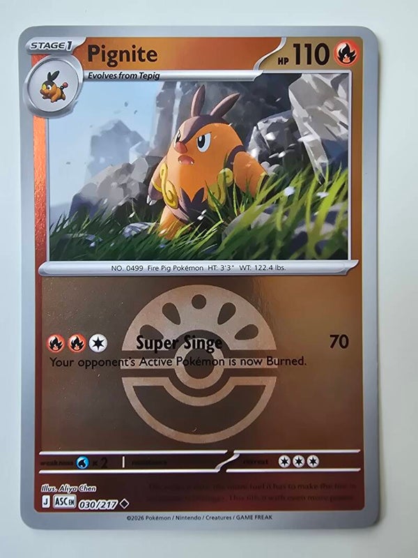 PIGNITE (ASCENDED HEROES 030/217) (REVERSE HOLO FRIEND BALL) (POKÉMON) (TRADING CARD)