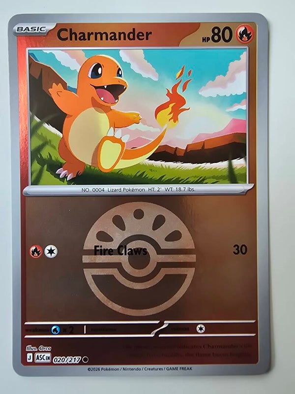 CHARMANDER (ASCENDED HEROES 020/217) (REVERSE HOLO FRIEND BALL) (POKÉMON) (TRADING CARD)