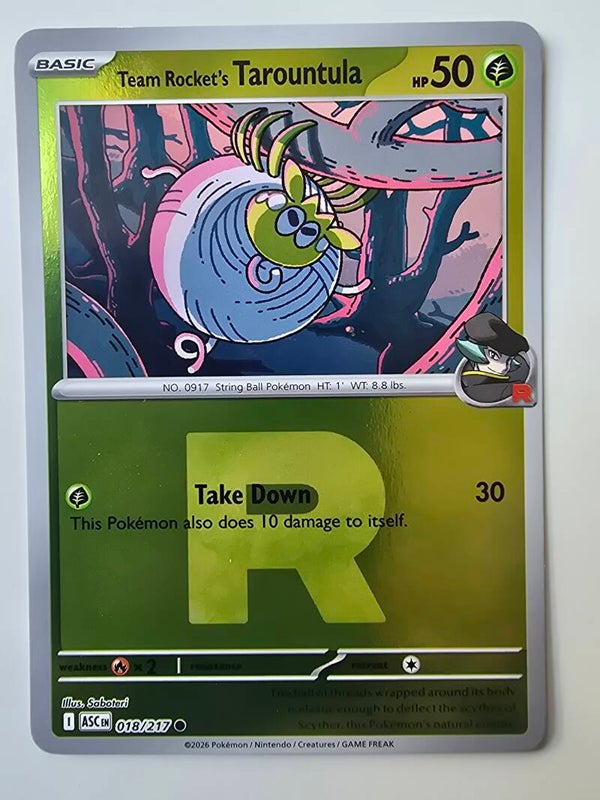 TEAM ROCKET'S TAROUNTULA (ASCENDED HEROES 018/217) (REVERSE HOLO TEAM ROCKET) (POKÉMON) (TRADING CARD)