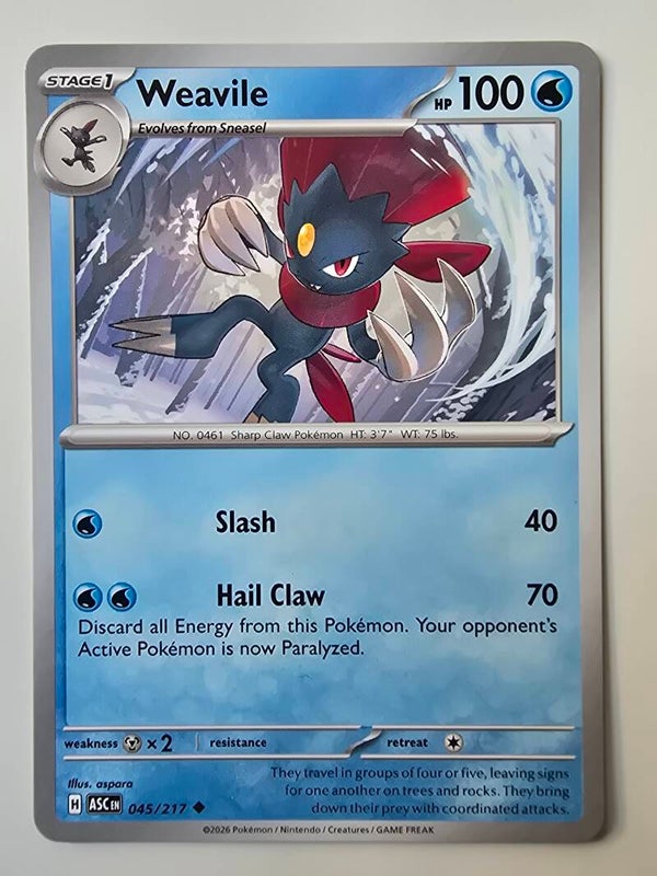 WEAVILE (ASCENDED HEROES 045/217) (POKÉMON) (TRADING CARD)
