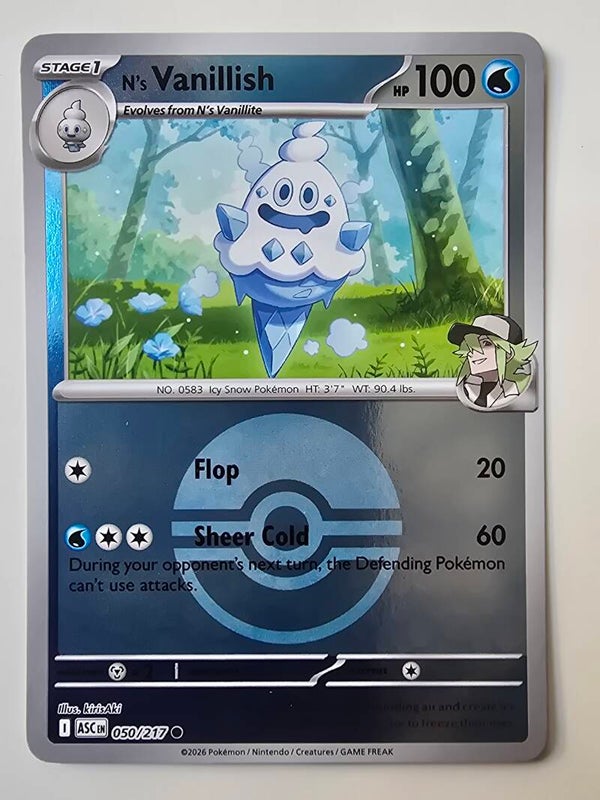 N'S VANILLISH (ASCENDED HEROES 050/217) (REVERSE HOLO POKÉ BALL) (POKÉMON) (TRADING CARD)