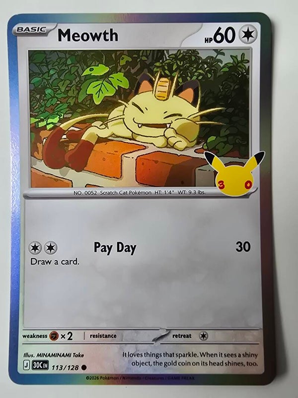 MEOWTH (30TH CELEBRATION 113/128) (POKÉMON) (TRADING CARD)