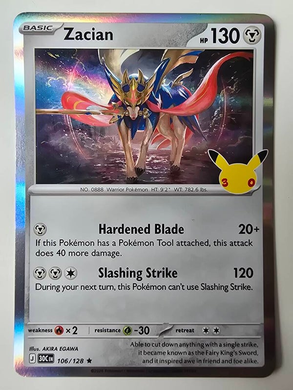 ZACIAN (30TH CELEBRATION 106/128) (POKÉMON) (TRADING CARD)