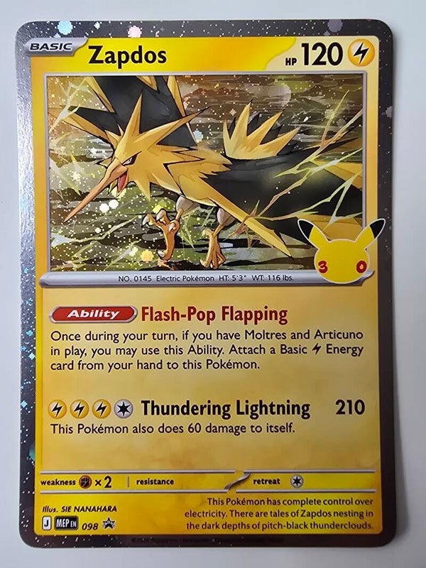 ZAPDOS (30TH CELEBRATION MEP 098 PROMO) (COSMOS HOLO) (POKÉMON) (TRADING CARD)