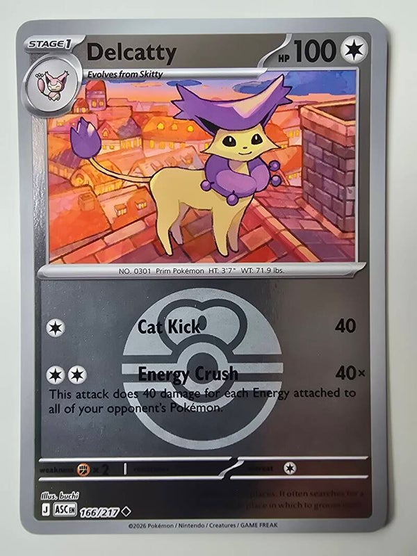 DELCATTY (ASCENDED HEROES 166/217) (REVERSE HOLO LOVE BALL) (POKÉMON) (TRADING CARD)