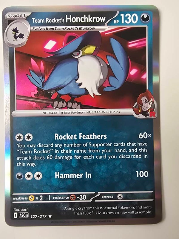 TEAM ROCKET'S HONCHKROW (ASCENDED HEROES 127/217) (HOLO) (POKÉMON) (TRADING CARD)