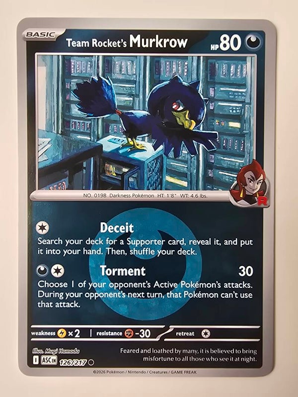 TEAM ROCKET'S MURKROW (ASCENDED HEROES 126/217) (REVERSE HOLO ENERGY SYMBOL) (POKÉMON) (TRADING CARD)