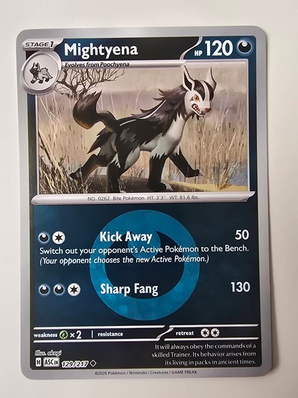 MIGHTYENA (ASCENDED HEROES 129/217) (REVERSE HOLO ENERGY SYMBOL) (POKÉMON) (TRADING CARD)