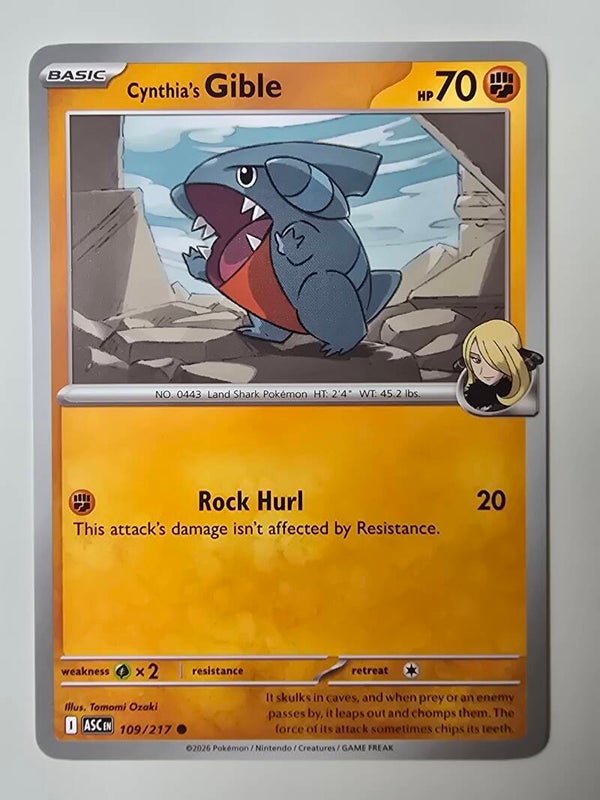 CYNTHIA'S GIBLE (ASCENDED HEROES 109/217) (POKÉMON) (TRADING CARD)