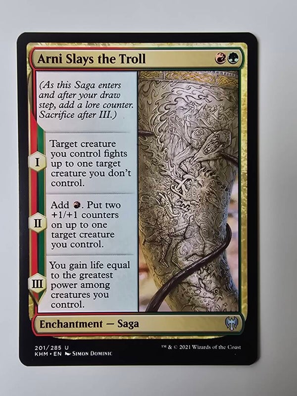 ARNI SLAYS THE TROLL (KHM) (201/285 U) (MTG) (TRADING CARD)
