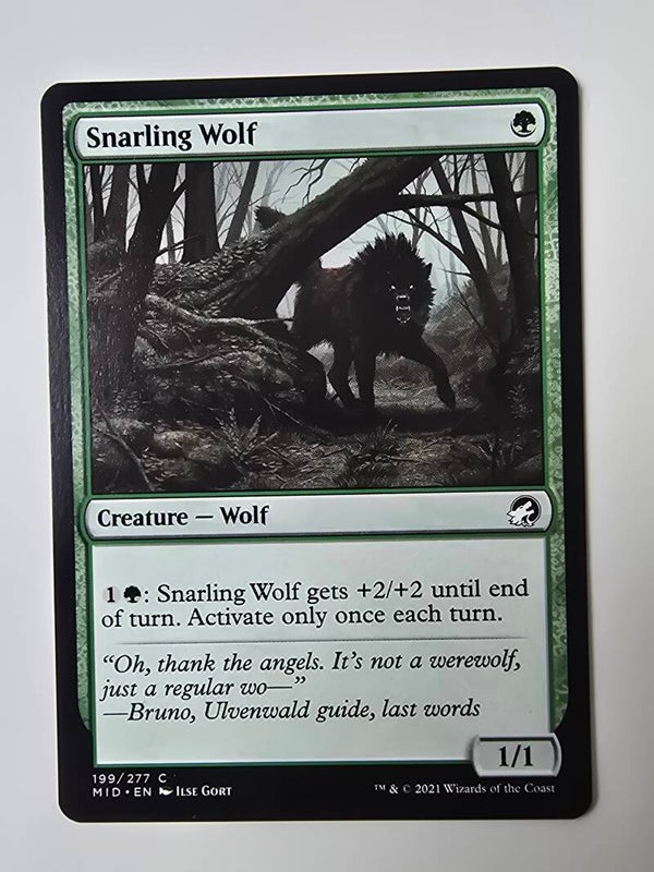 SNARLING WOLF (MID) (199/277 C) (MTG) (TRADING CARD)