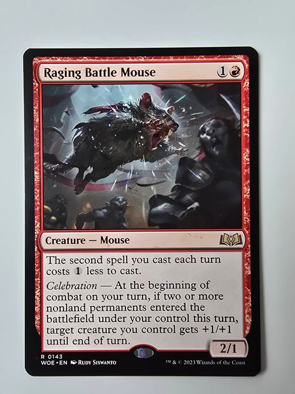 RAGING BATTLE MOUSE (WOE) (R 0143) (MTG) (TRADING CARD)