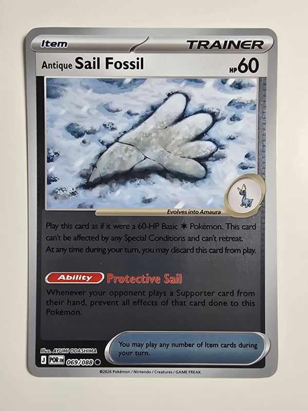 ANTIQUE SAIL FOSSIL (PERFECT ORDER 069/088) (REVERSE HOLO) (POKÉMON) (TRADING CARD)