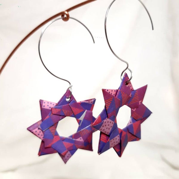 BOUCLES D’OREILLES en Origami « SOLEIL » 100% fait-main