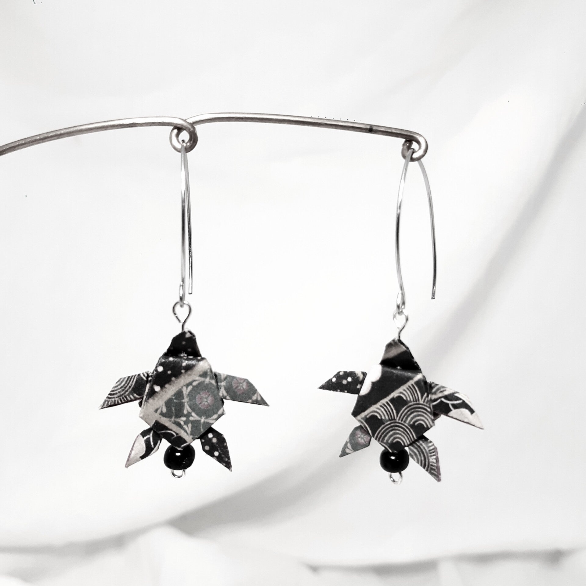 BOUCLES D’OREILLES en Origami « TORTUE » personnalisées