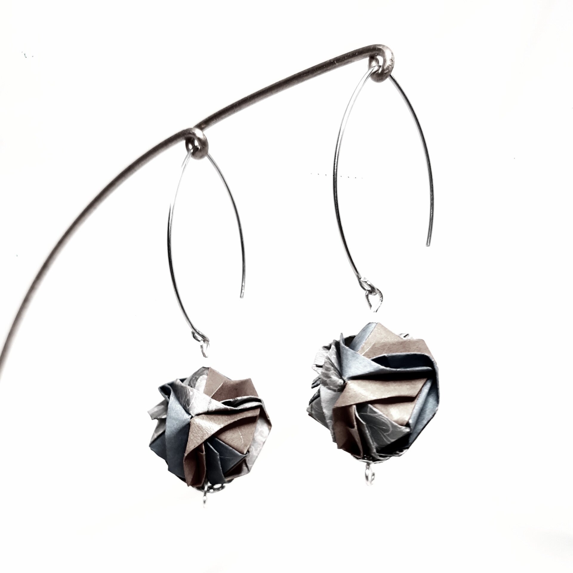 BOUCLES D’OREILLES en Origami « BOULE » personnalisées