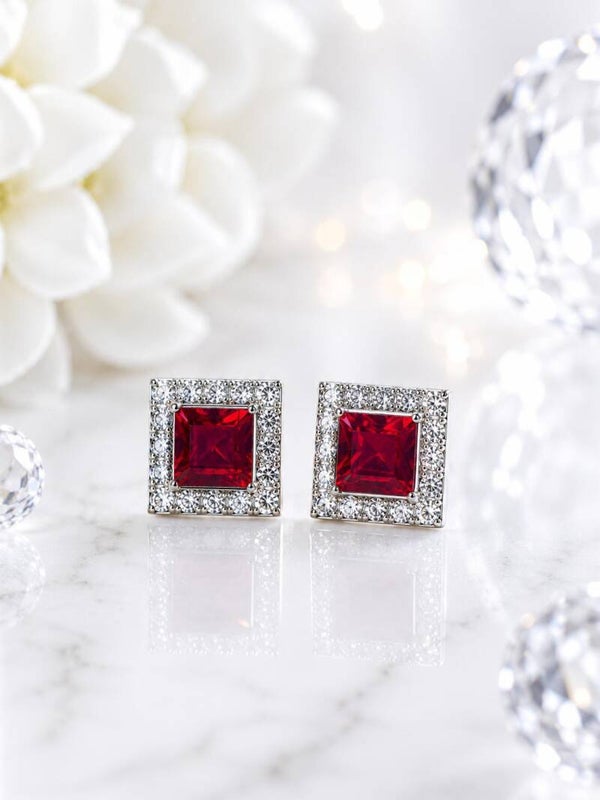 orecchino cubic ZIRCONIA  rossi