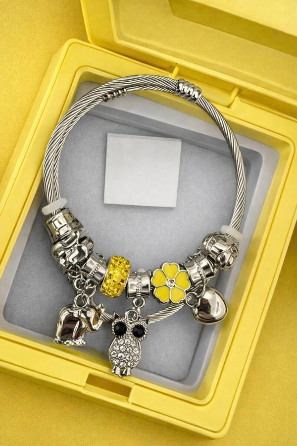 Bracciale Charm in acciaio intrecciato