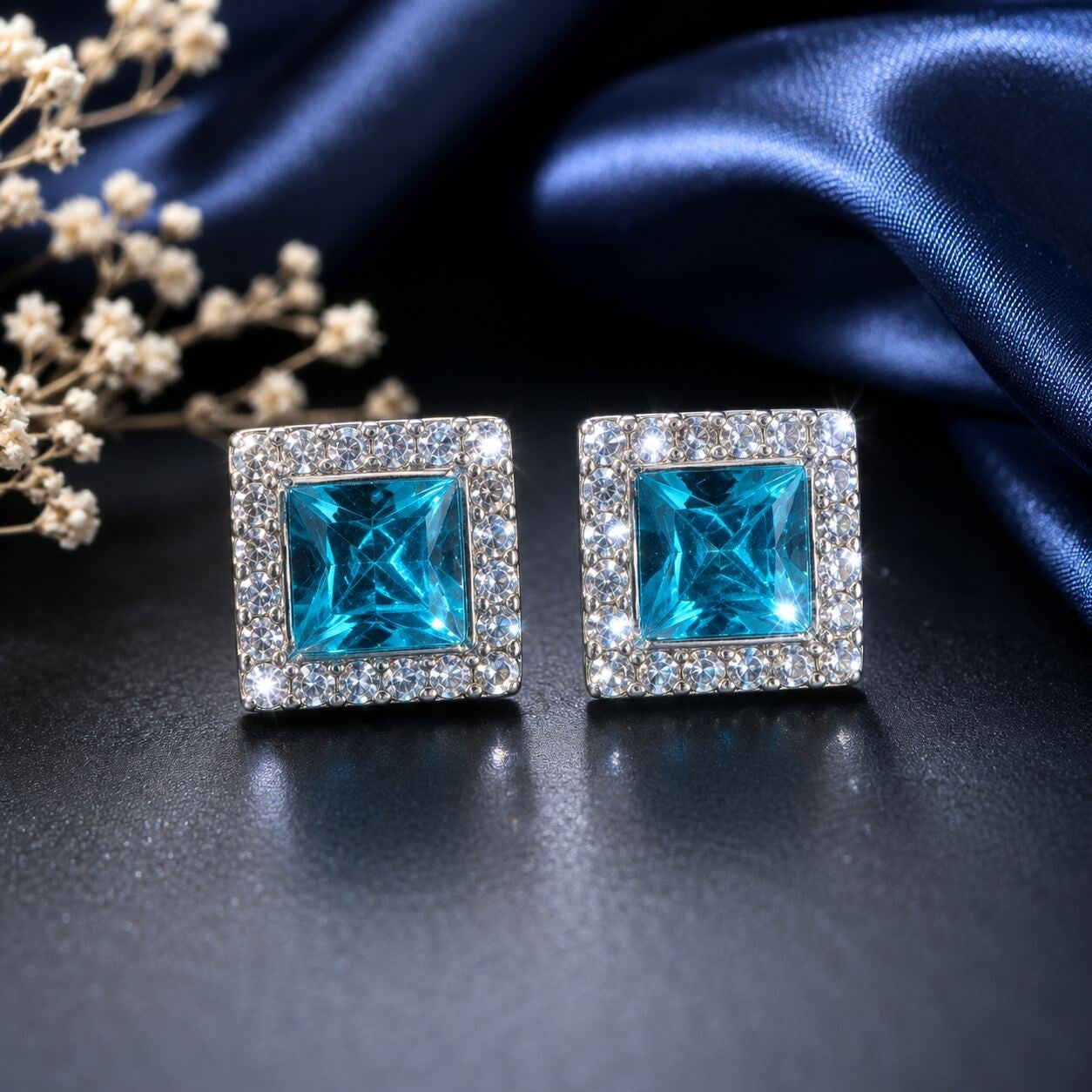 orecchino cubic ZIRCONIA  turchese