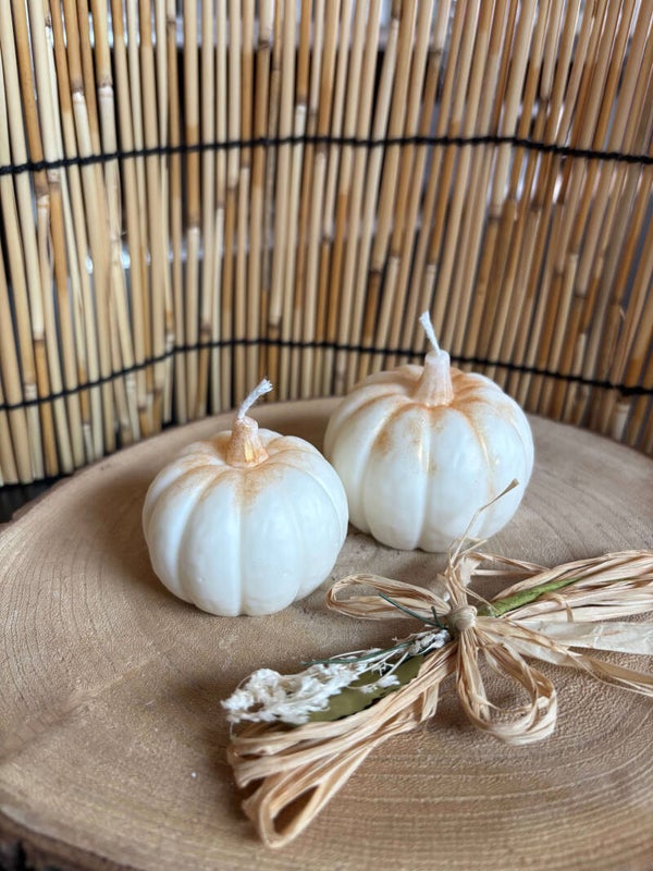 Bougies Décoratives Duo "Citrouilles Dorées"