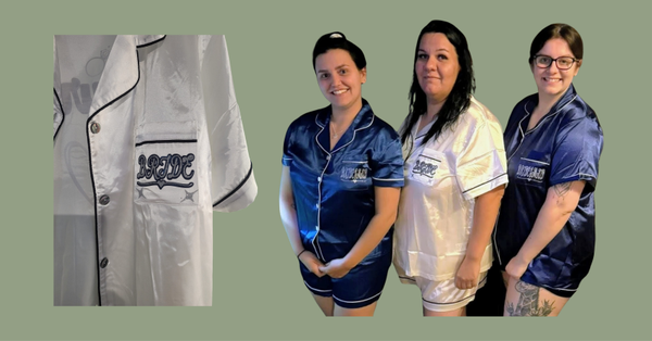 Personalised adult wedding pyjamas. Various colours available.