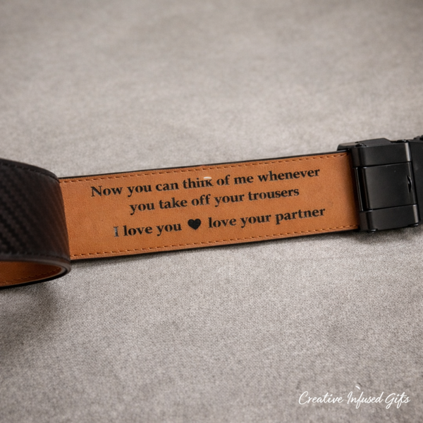 Personalised Engraved PU Leather Belt – Custom Inside Message Gift