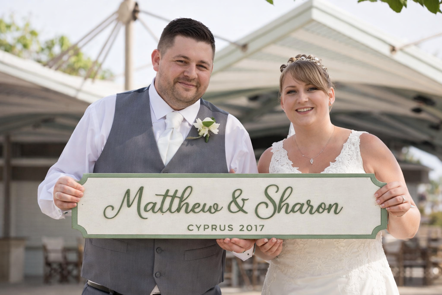 Personalised Wedding Name Sign | 35cm Wooden PlaquePersonalised Wedding Name Sign
