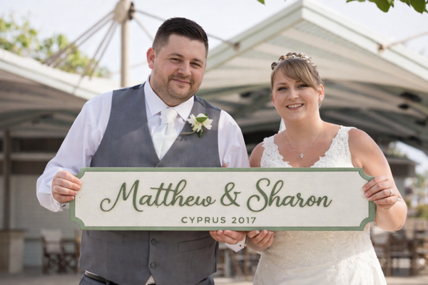 Personalised Wedding Name Sign | 35cm Wooden PlaquePersonalised Wedding Name Sign