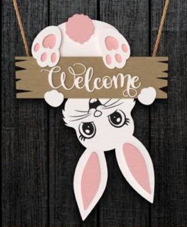 Bunny Welcome Sign door hanger