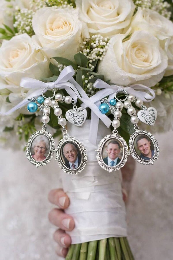 Personalised Wedding Bouquet Memorial Photo Charms – Remembrance Keepsake for Loved Ones