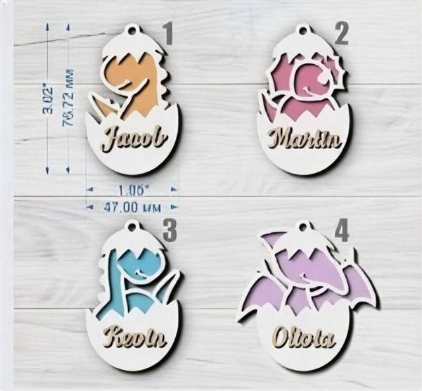 Personalised dinosaur Easter name tag - hanging decoration