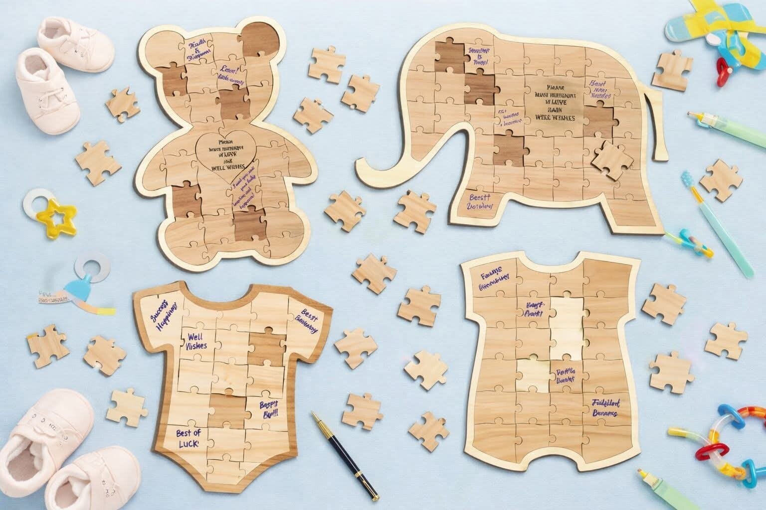 Personalised Puzzle Guest Book Alternative-Baby Shower or Maternity leaving gift.