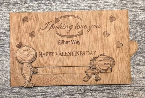 Personalised Wooden Valentine’s Slider Card