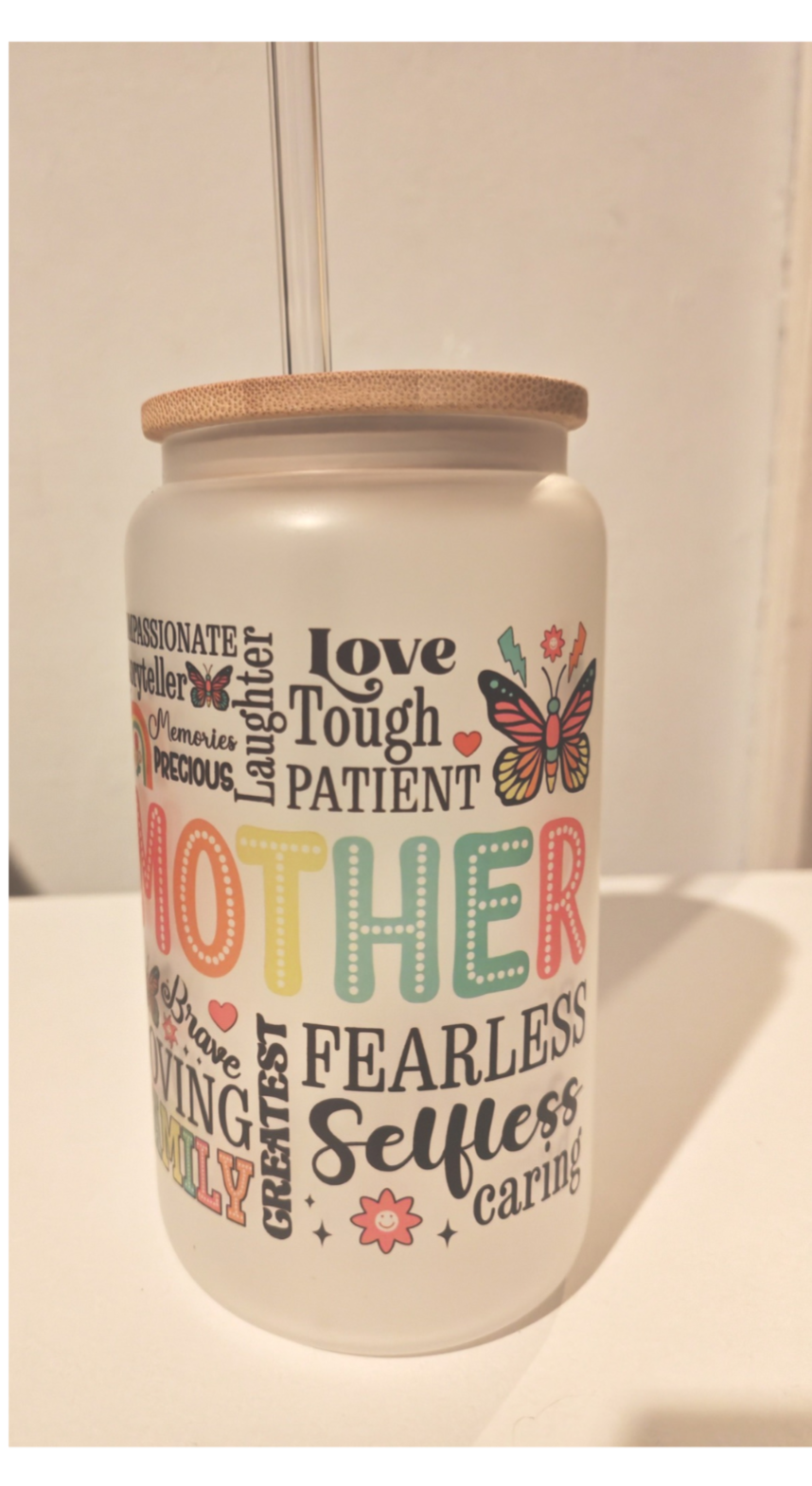Glass tumbler 16oz "Encouraging words".