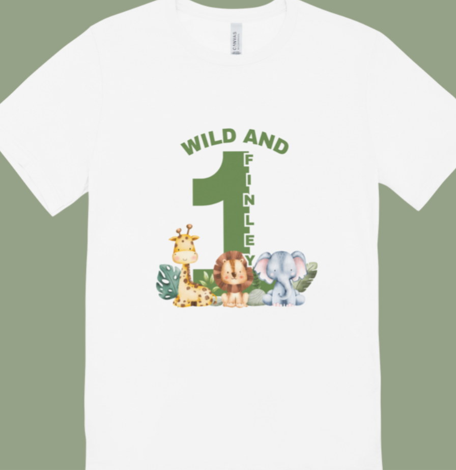 Kids personalised themed t-shirt. Add own text. Age 1 to 13 years