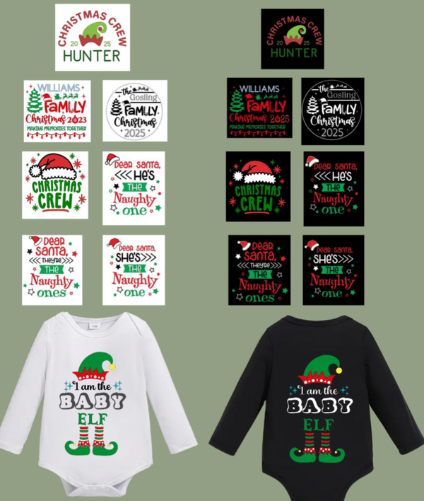 Personalised baby  Christmas vest. Short sleeved or long sleeved.