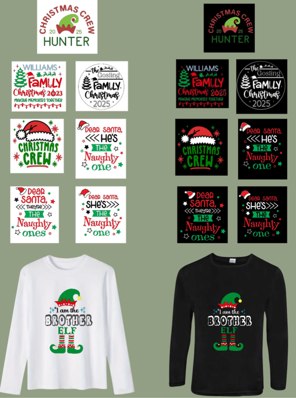 Personalised Boys Christmas t-shirt. Short sleeved or long sleeved.