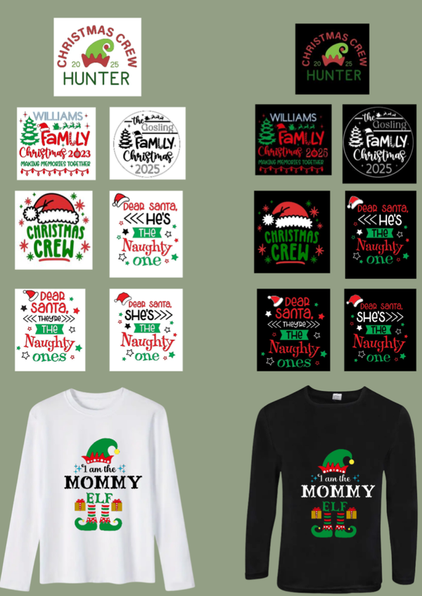 Personalised womens Christmas t-shirt. Short sleeved or long sleeved.