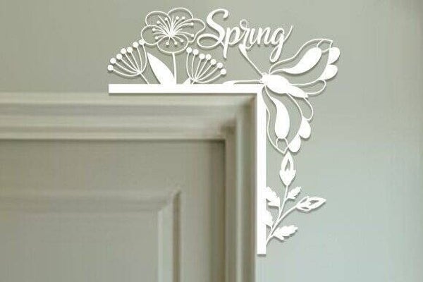 Wooden white spring door corner decoration