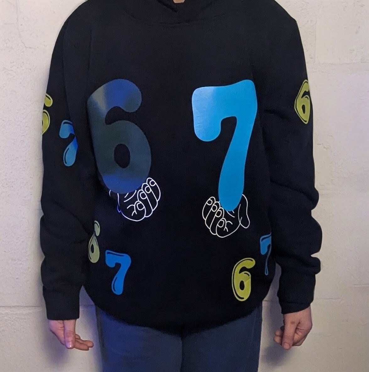 Kids "6 7" hoodie, available in various colours and sizes. Can be personalised